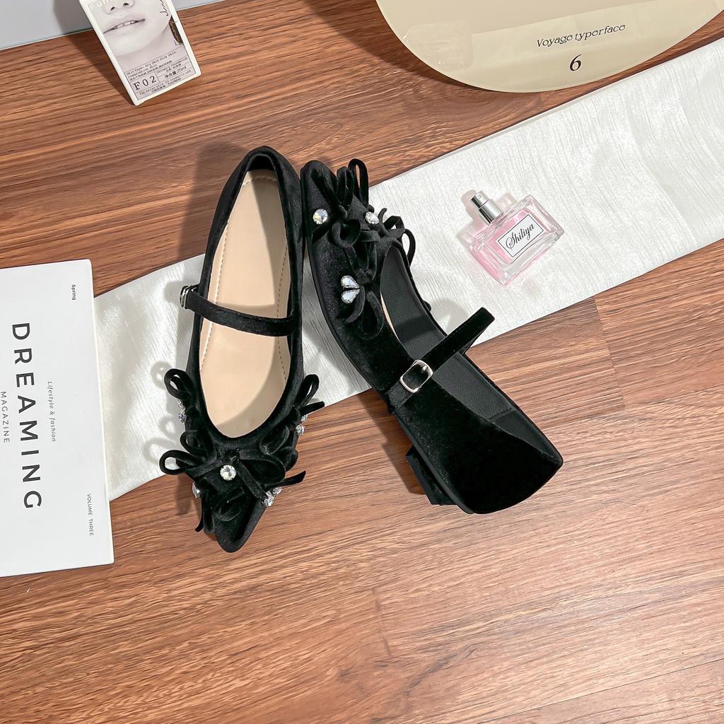 Summer new shallow single shoes fashionable outer wear high-end bow pointed women's shoes soft sole not tired feet casual shoes
