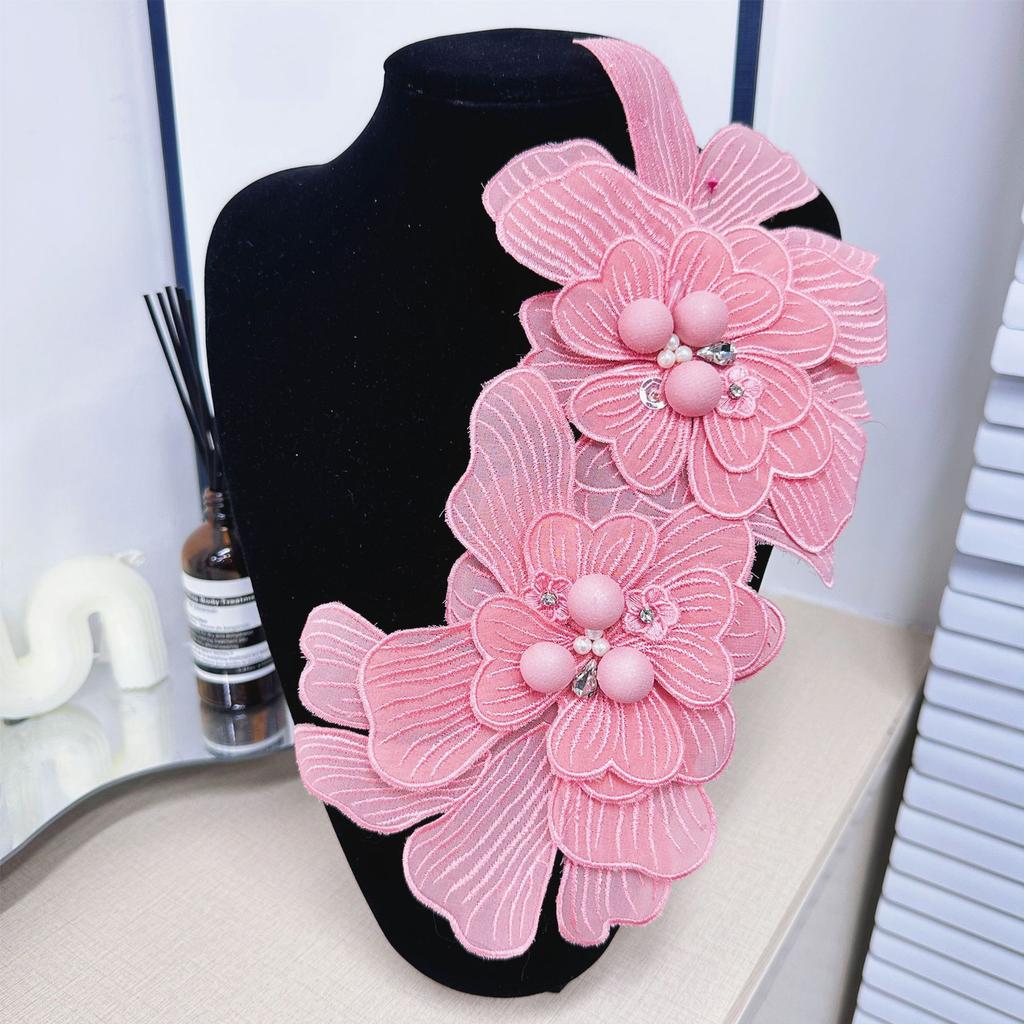 Color Chiffon Embroidery Handmade Beaded Cloth Sticker Accessories Lace Decal Decoration Diy Material Accessories