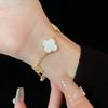 Zircon Mother-of-pearl Four-leaf Clover Bracelet, Simple and Versatile Bracelet, Light Luxury High-end Jewelry for Women