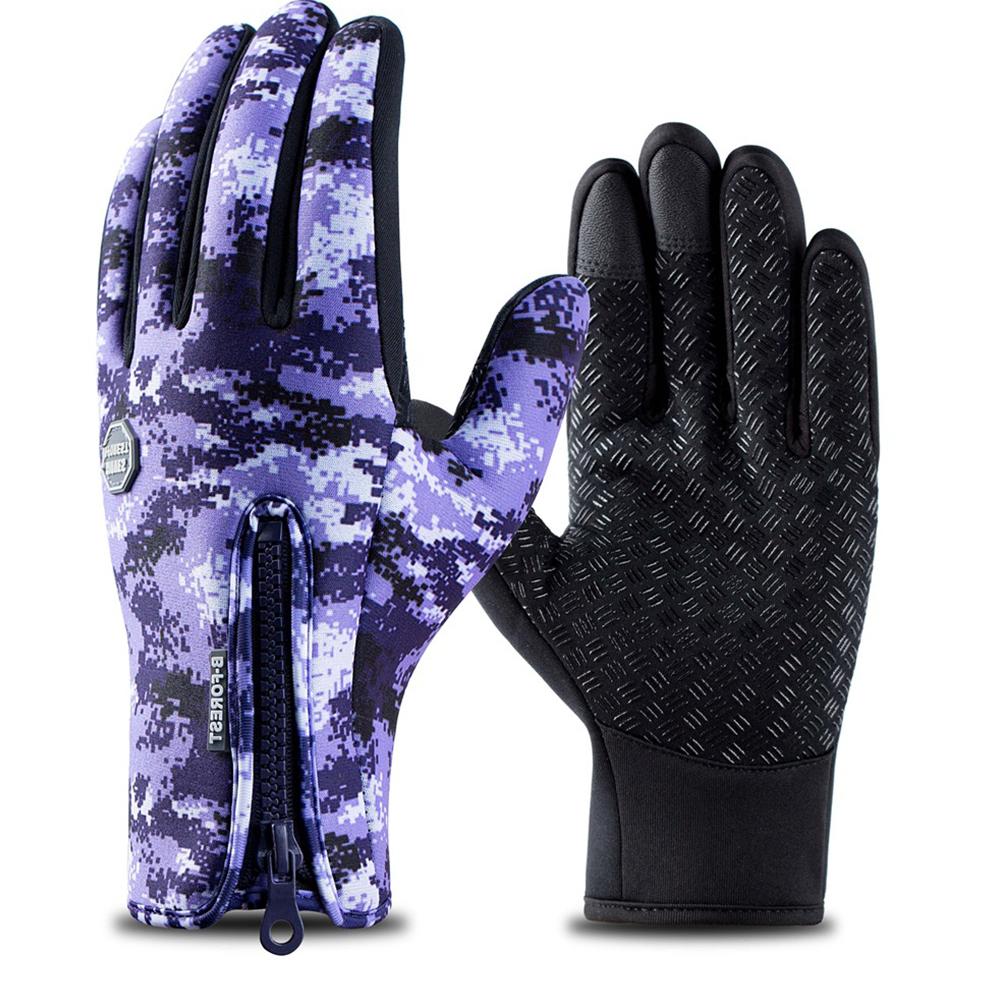 Outdoor Waterproof Camouflage Sports Touch Screen Ski Gloves Hiking Fishing Full Finger Zipper Gloves