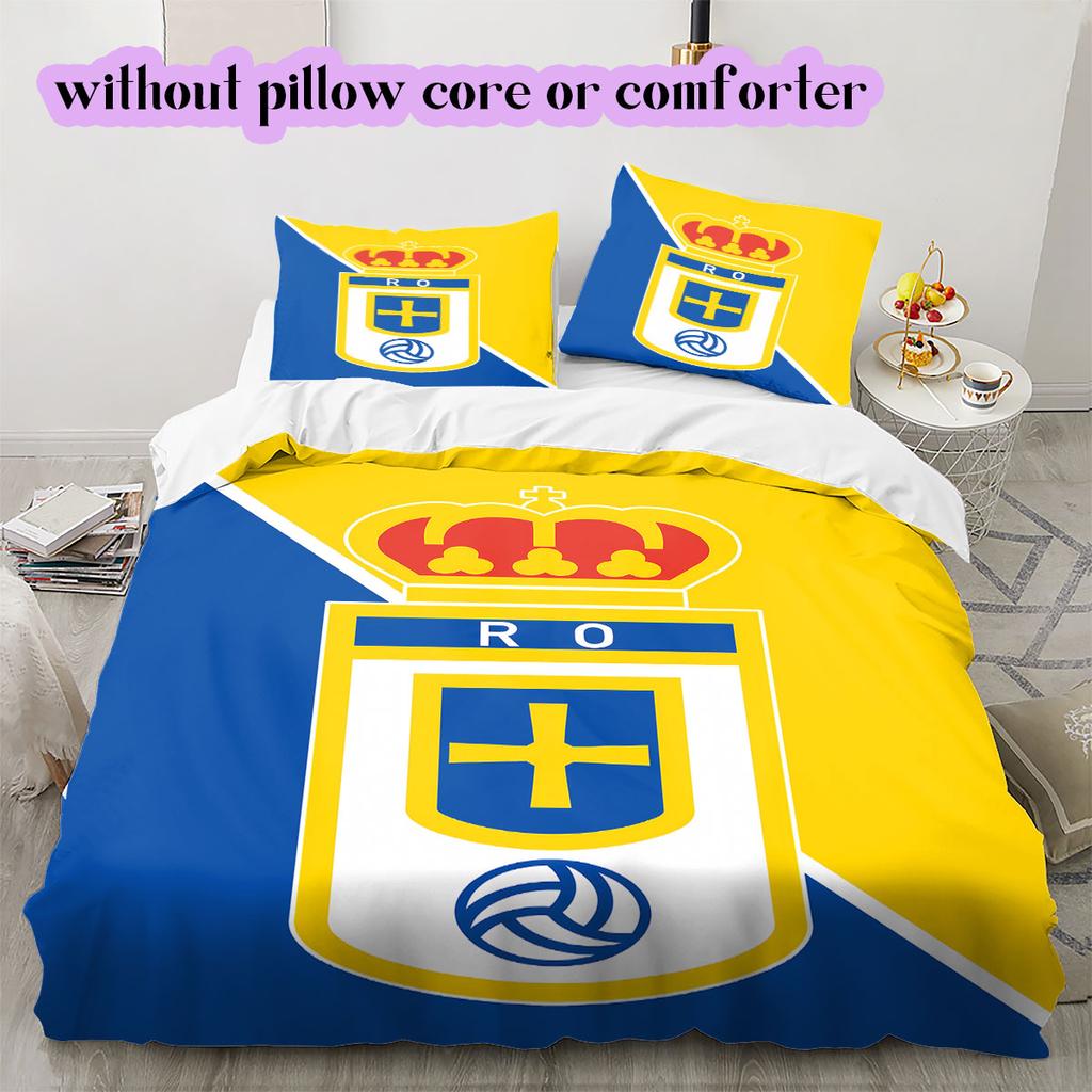 Biancheria da letto con motivo Real Oviedo, Set piumone Copripiumino Federa Regalo di Compleanno per la Casa (1*copripiumino+2*federe,senza imbottitura)