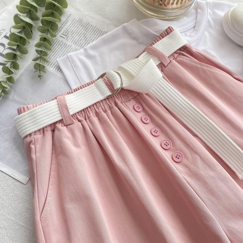 Fashion Buttons Loose Wide Leg Shorts for Women Summer New Thin Slim High Waist  Casual Shorts Woman A-line Solid Elegant Lady Shorts 24281