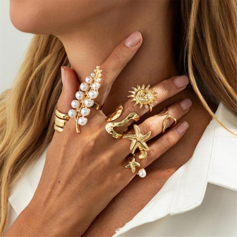 Stylish Sea Star Solar Designs Alloy Rings Comfortable Wear For Daily Outfits