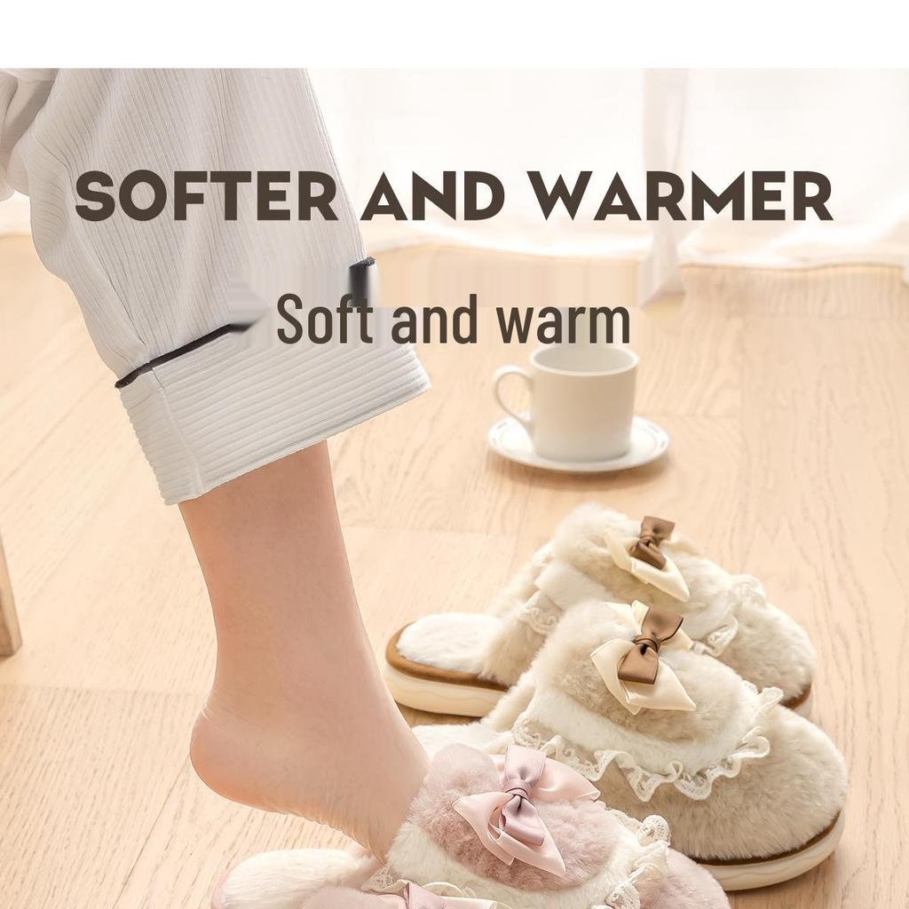 Women's Plush Cotton Slippers - Autumn/Winter 2024 Non-slip, Warm, Poop-Feeling Indoor House Shoes