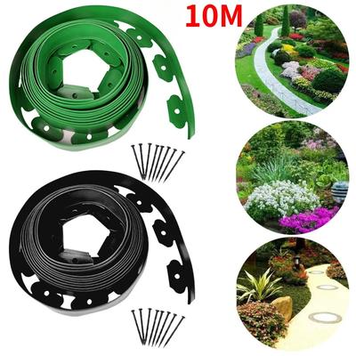 10M Fixed Garden Barrier Lawn Grass Edging Border Plastic Landscape Grass Stone Isolation Strip with 30 Anchoring Spikes