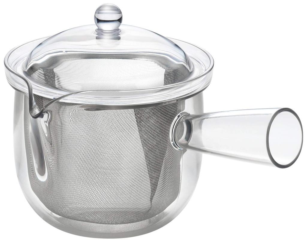 Akebono Sangyo Teapot, Stainless Steel Mesh, Large, Made In Japan, Horizontal Design, Transparent Design for Easy Tea Flow, Shatter-Resistant