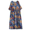 Women's Relaxed Fit Linen Blend Dress - Flowy Swing Style with Short Sleeves