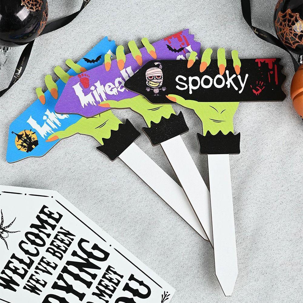 Lightweight Garden Wooden Signs Creative Garden Lawn Stakes Halloween Yard Sign  Outdoor Decor