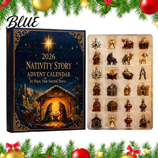 Countdown to Christmas Calendar 2026 Nativity Story Advent Calendar 24 Days Family Holiday Tradition Decor with 2D Acrylic Religious Keepsake