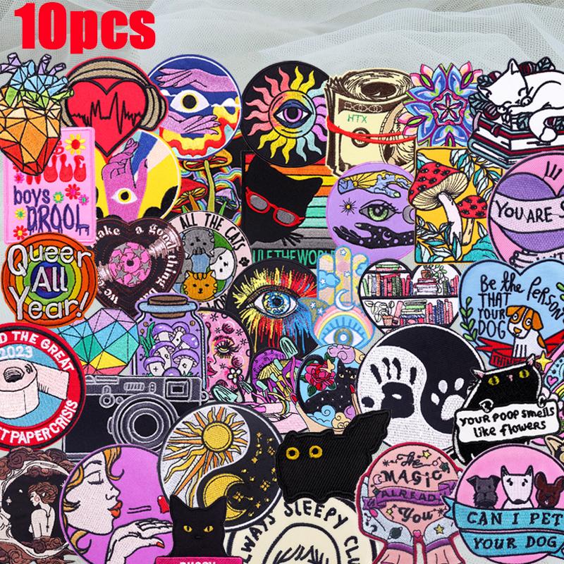

10 /20 /30 /40 /50 шт. Случайные смешанные мультяшные / уличные вышитые нашивки на куртки DIY пришивные аппликации для одежды