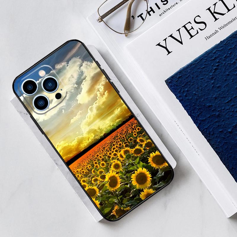 Sunflower Floral Case For iPhone 17 Air 15 14 11 16 Pro Max 13 12 Mini 15 16 Plus 16e Funda Silicone Cover