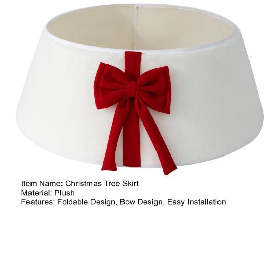 Fustă Pom de Crăciun Moale Suedeză Imitată Design cu Fundă Pliabilă Reutilizabilă Husă Bază Decor de Crăciun Festiv