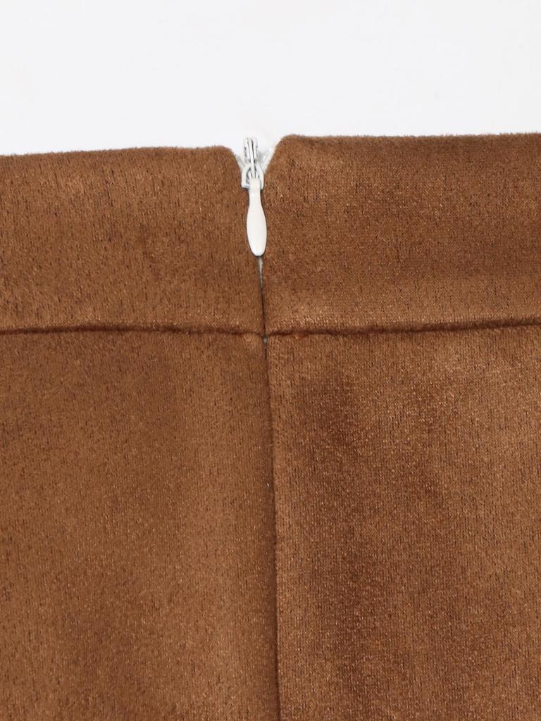 Elegant Women's Suede Skirt with Lace-up Knot - Solid Color, Spring/Autumn Collection