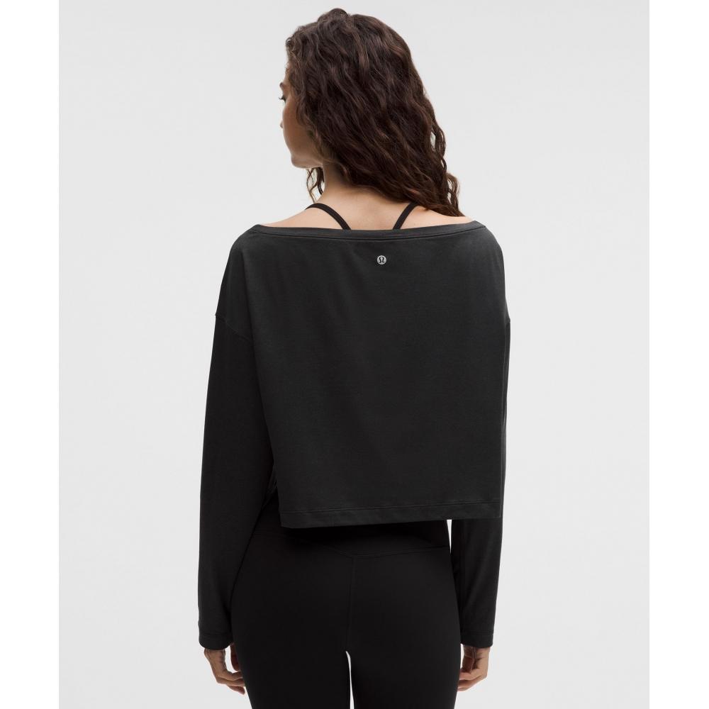 Lululemon Softy Suedey Relaxed Boatneck Long Sleeve Shirt Black Black