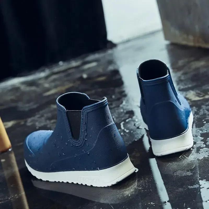 Men's Outdoor Hiking Rain Boots  Weight Rain Beach Non Slip Shoes Fishing Rain Black Work Shoes Durable Waterproof Rubber Shoes