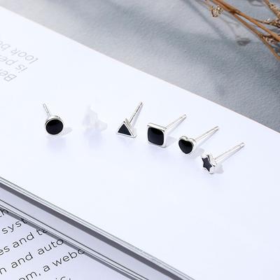 Star Geometric Cool Female Heart Earrings Korean Style Ear Stud Dripping Oil Fashion Jewelry