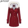 BITCED Autumn/Winter Detachable Fur Collar Women's Parka Long-Sleeved Hooded Cotton Coat Fleece Overcoat