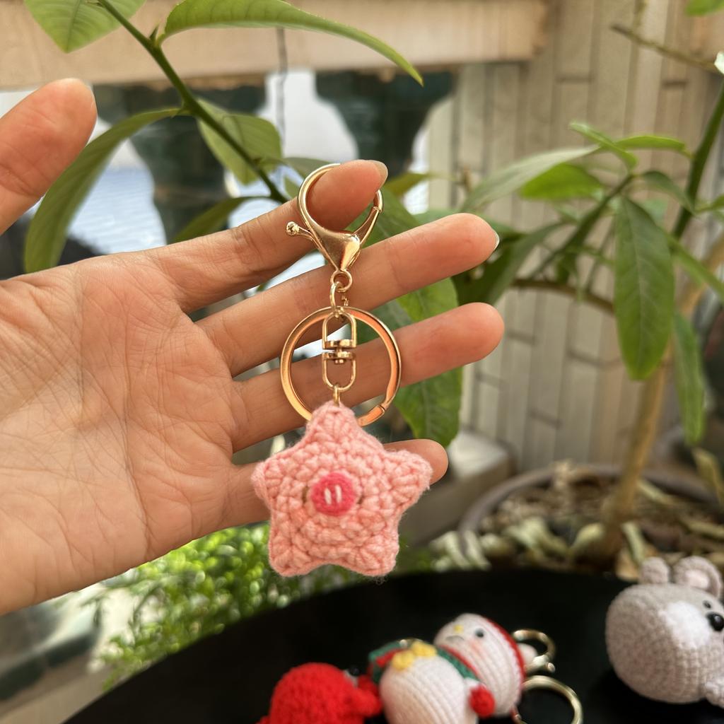Handmade wool crocheted cartoon sunny day doll dog pig sheep chicken fox rabbit animal diy doll head key chain bag decoration