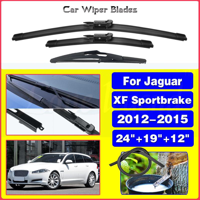 

Car Front Rear Wiper Blade For Jaguar XF Sportbrake 2012 2013 2014 2015 Windshield Windscreen Rubber Accessories 24 +19 +12 Front Rear 3pcs