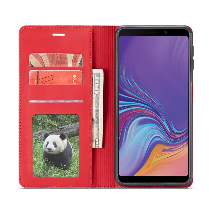 Kožené retro puzdro s klopou pre Samsung Galaxy A750 A7 A6 A8 J4+ J6 Plus 2018 A530 Obal na telefón Magnetická pracka Slot na karty