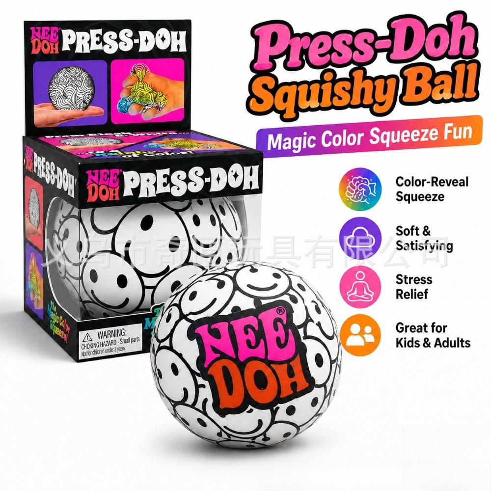 NeeDoh Color-changing Smiling Face Squeezy Ball Flour Version Stress-relieving SqueezyFunStress Relief Magic Novelty Toy Squishy