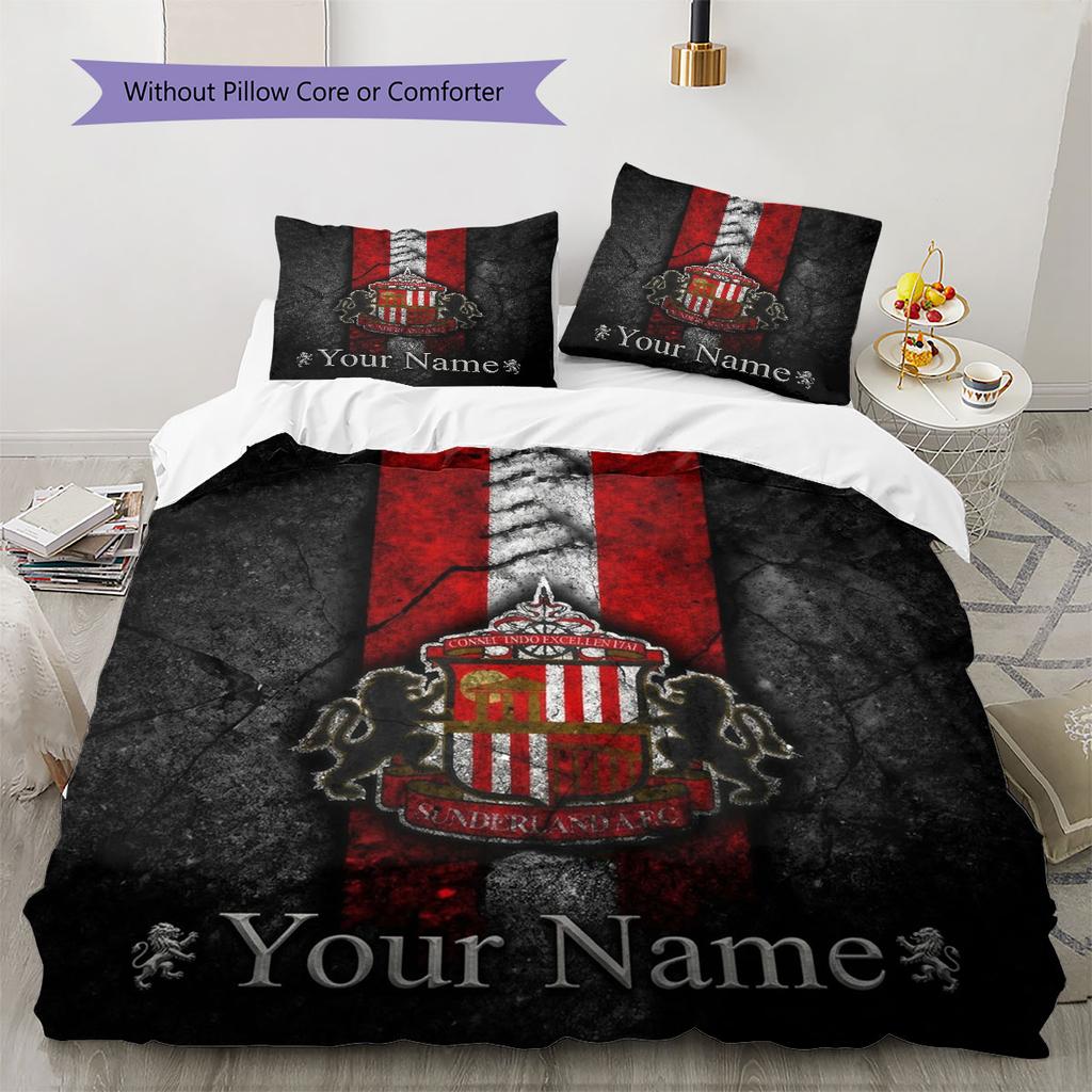 Sunderland A.F Custom Name Pattern Bedding,Quilt Set Quilt Cover Pillowcase Home Birthday Gift(1 * duvet cover + 2 * pillowcase, without core)