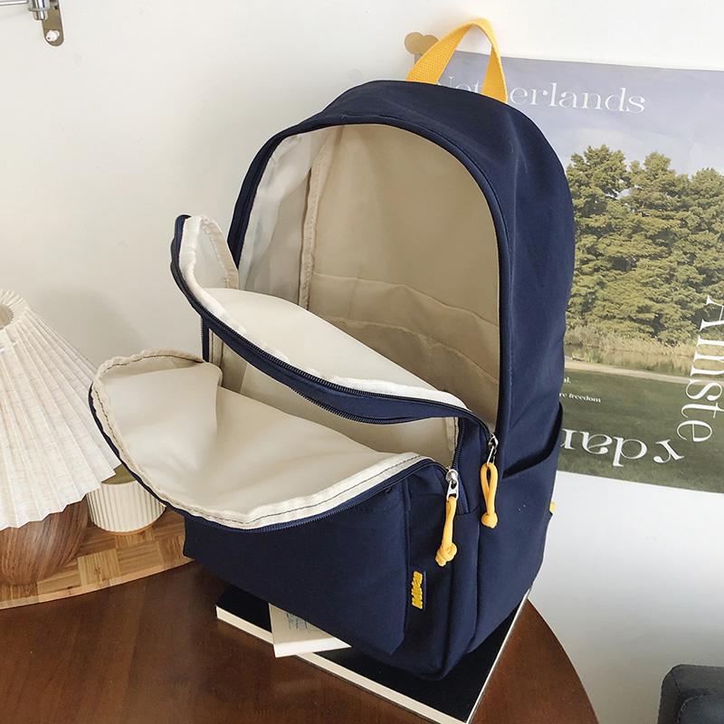 Solid Color Letter Backpack Women's Lightweight Large Capacity Backpack Student Schoolbag