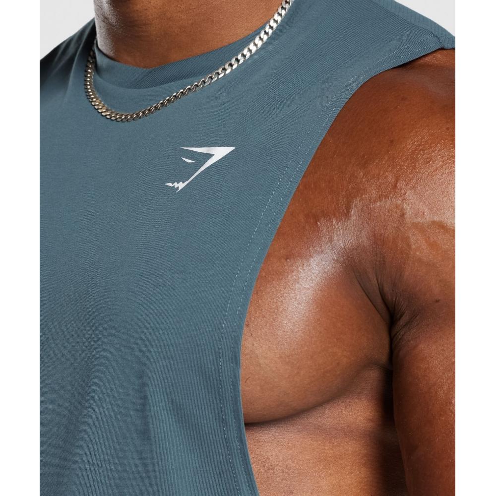 Gymshark React Drop Arm Tank Denim Teal A2a8o Tbj1