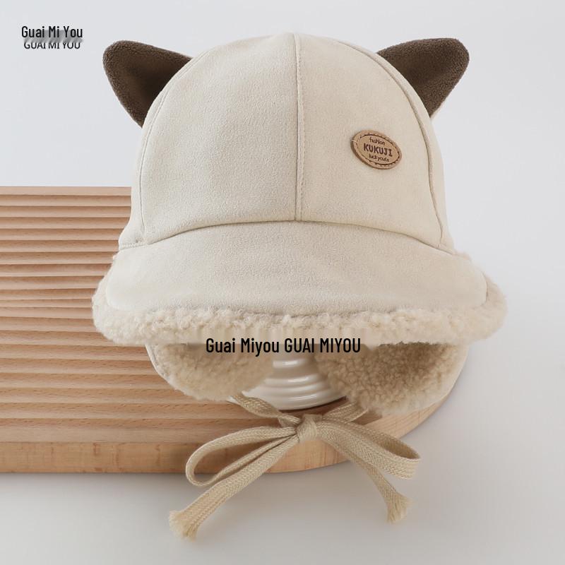 Chłopięca Czapka z Ochroną Uszu w Koreańskim Stylu, Wyściełana Fleece – Ciepła, Wiatroszczelna Czapka Baseballówka z Daszkiem na Jesień/Zimę