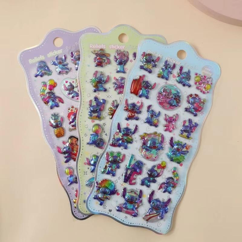 10pcs Wholesale Hot Cartoon Capybara Crayon Shin-Chan 3d Relief Rainbow Sticker Sticker Elf Sky Group Cartoon Rabbit Sticker