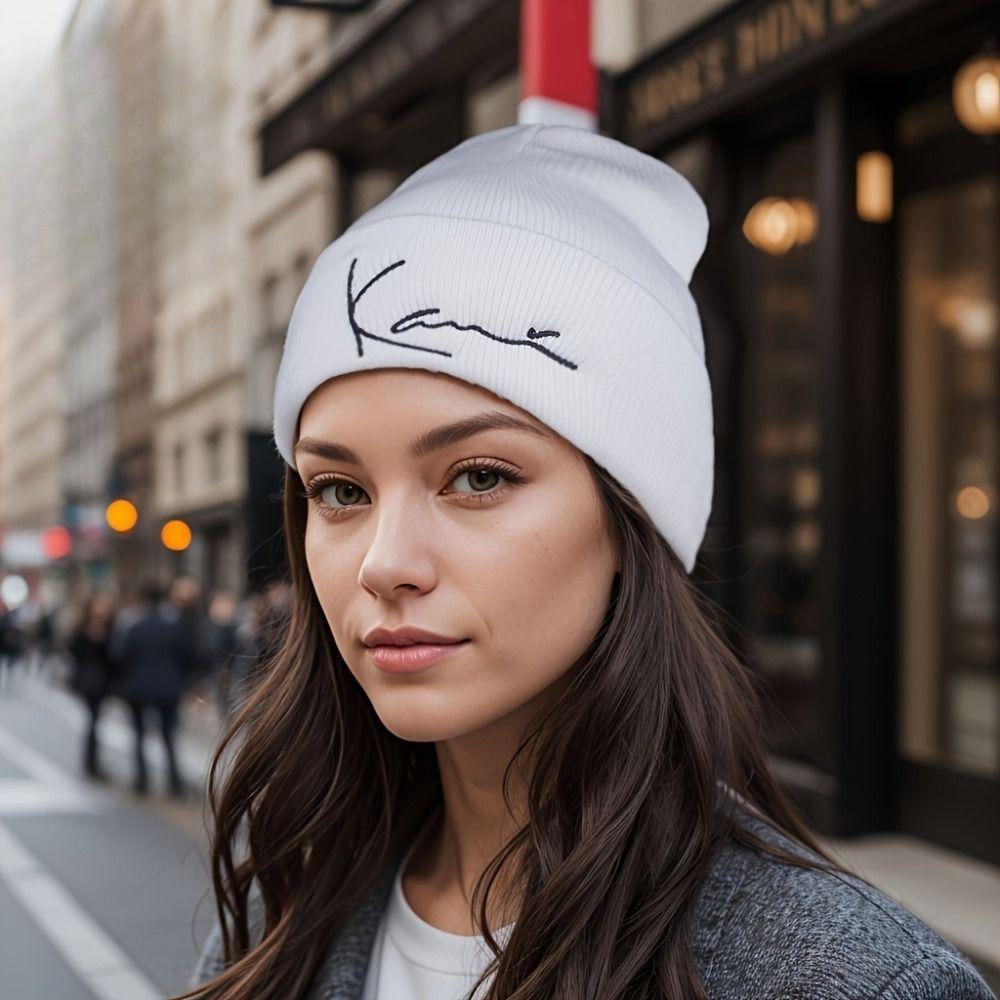 Woolen Letter Knit Hat Ear Protection Female Beanie Caps Ladies Casual Cap for Woman/Men