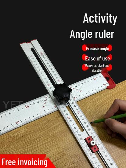 2-in-1 Adjustable 90° T-Square Multi-Functional Woodworking Angle Ruler