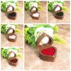 2 Slots Walnut Wood Rings Box Transparent Cover Rings Bearer Box Heart Rings Holder  Gifts