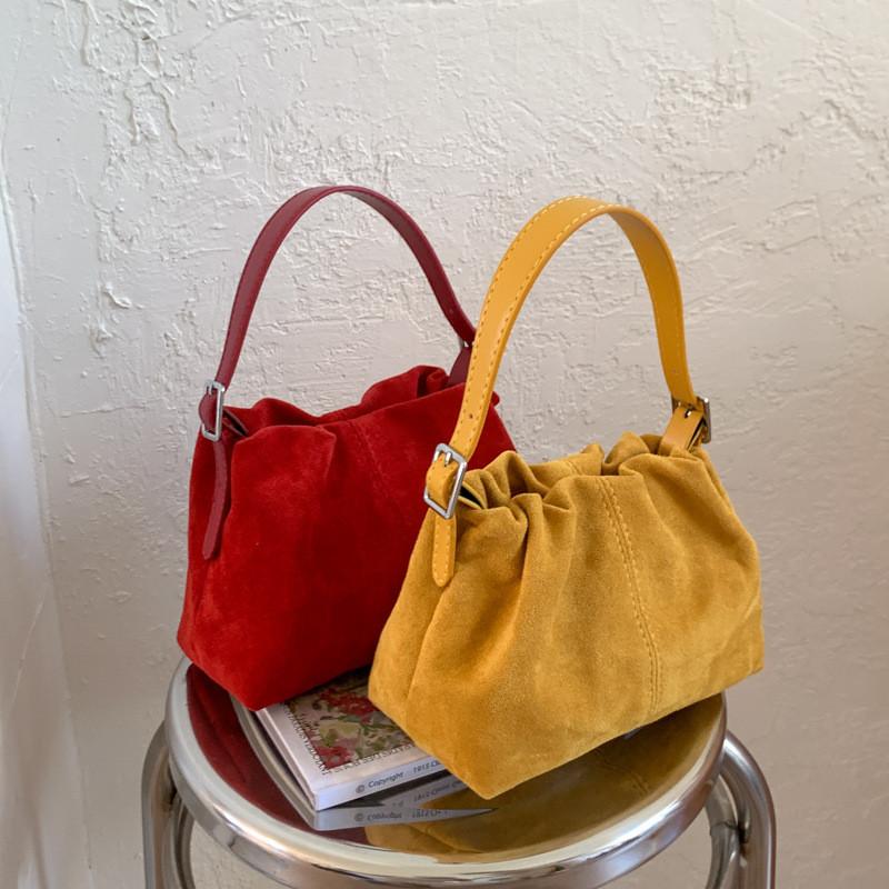 Small Shoulder Bag In Suede Material With Inner Phone Pocket For Fashionable Outings