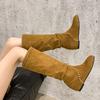 Women's Fashion Chunky Heel Soft Elastic Comfortable Ankle Boots Shock Absorbing Anti-slip Casual Sports Martin Boots