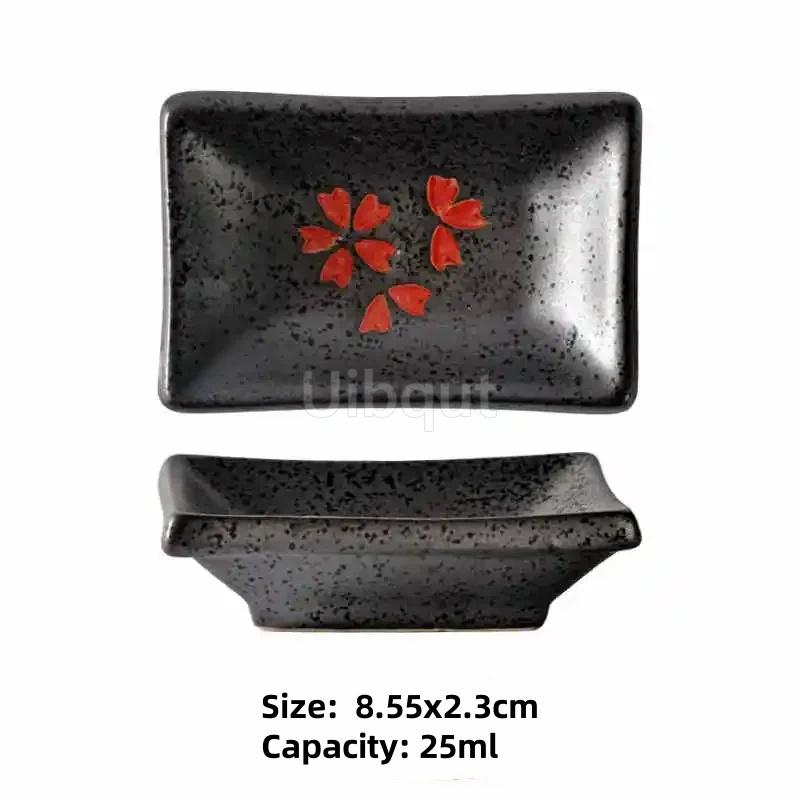 ceramic small square sauce dish Japanese style sushi dish flavoring sushi mustard plate soy sauce cherry blossom Pepper tray