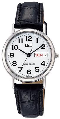 Citizen Analog Date Day Leather White Q&Q Women's Watch, Waterproof, Display, Display, Strap, A203-304,