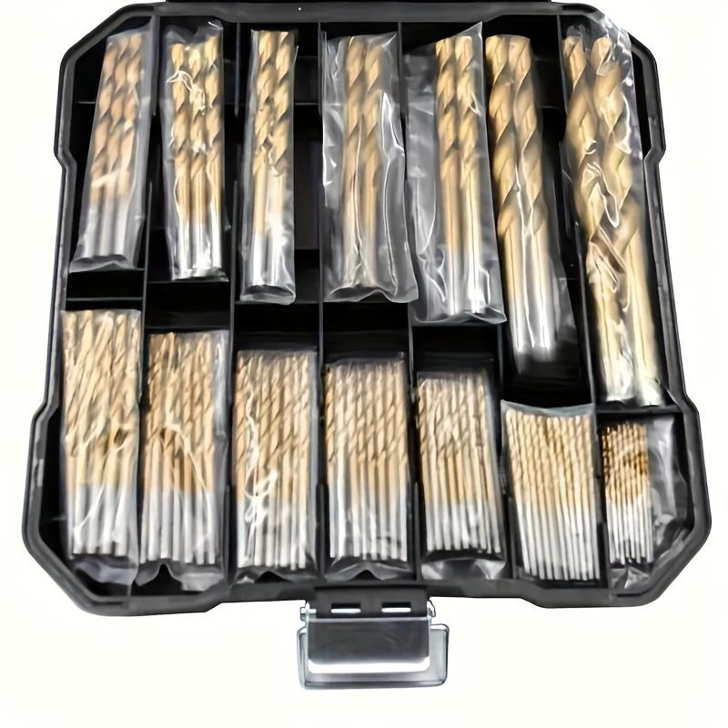 50 PCS Titanium Coated High Speed Steel Drill Bit Set Hex Shaft Straight Spiral Twist Bits for Metal Wood Plastic Drilling