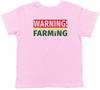 Warning Farming Kids T-Shirt Farm Farmer Agriculture Childrens Boys Girls Gift