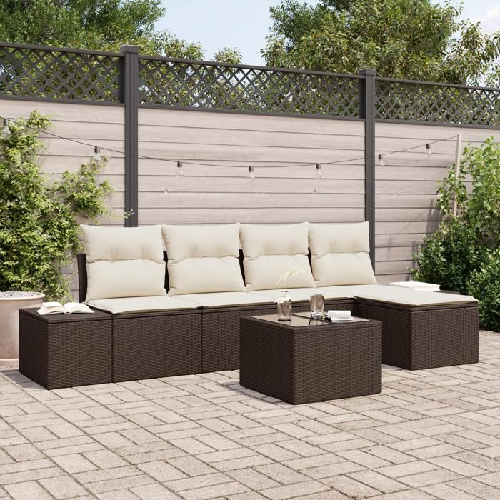 VidaXL Ensemble de canapés de jardin de 5 pièces avec coussins gris en poly rattan 3347028