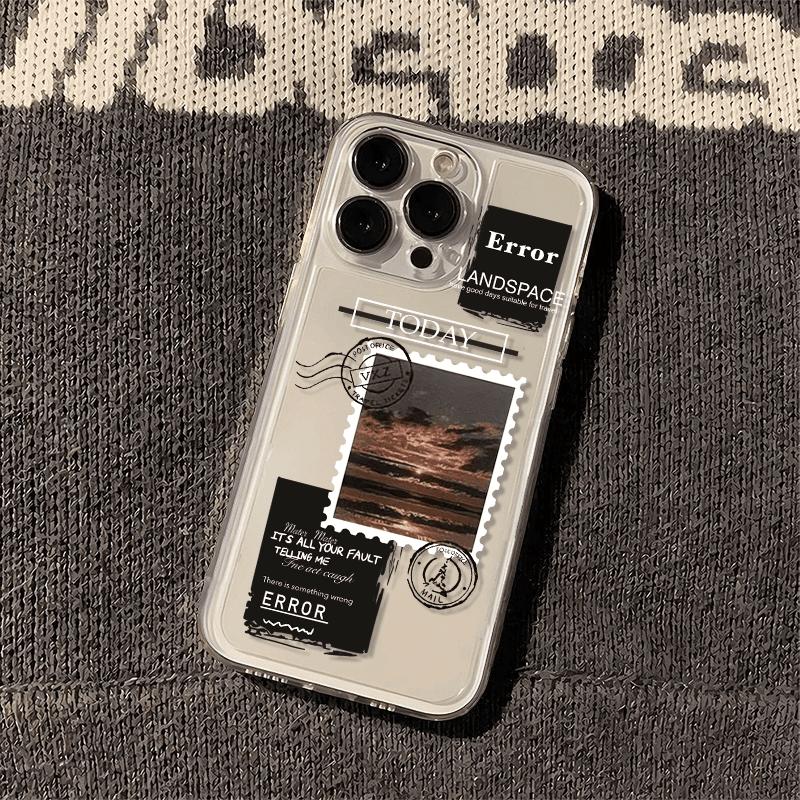 Vintage Travel Collage Stamp & Error 404 iPhone Case for 15/14/13/12 - Retro Aesthetic Cover