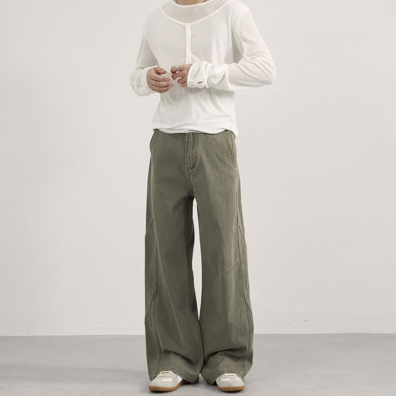 American Vintage Casual Pants With Solid Color For Men And Women