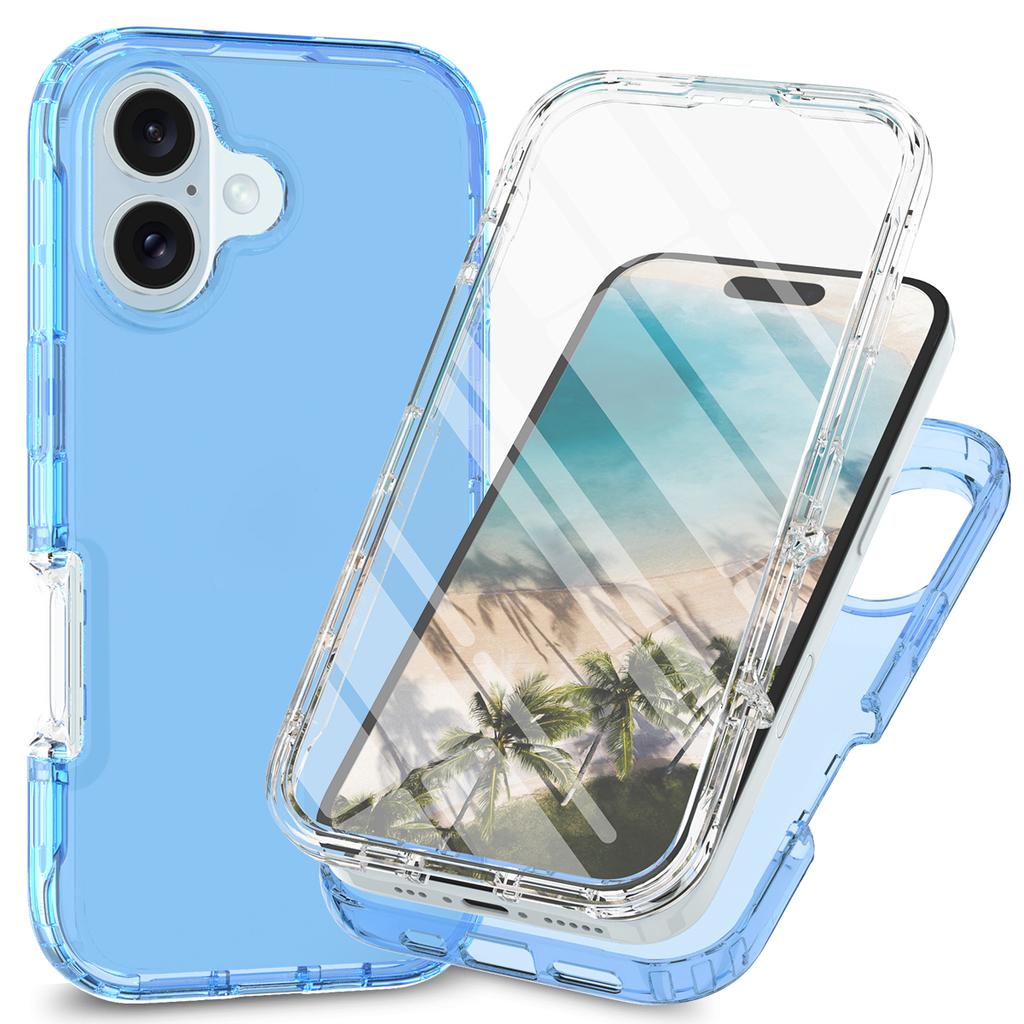 For iPhone 16 Case TPU+PC Full Protection Shockproof Phone Cover with PET Screen Guard