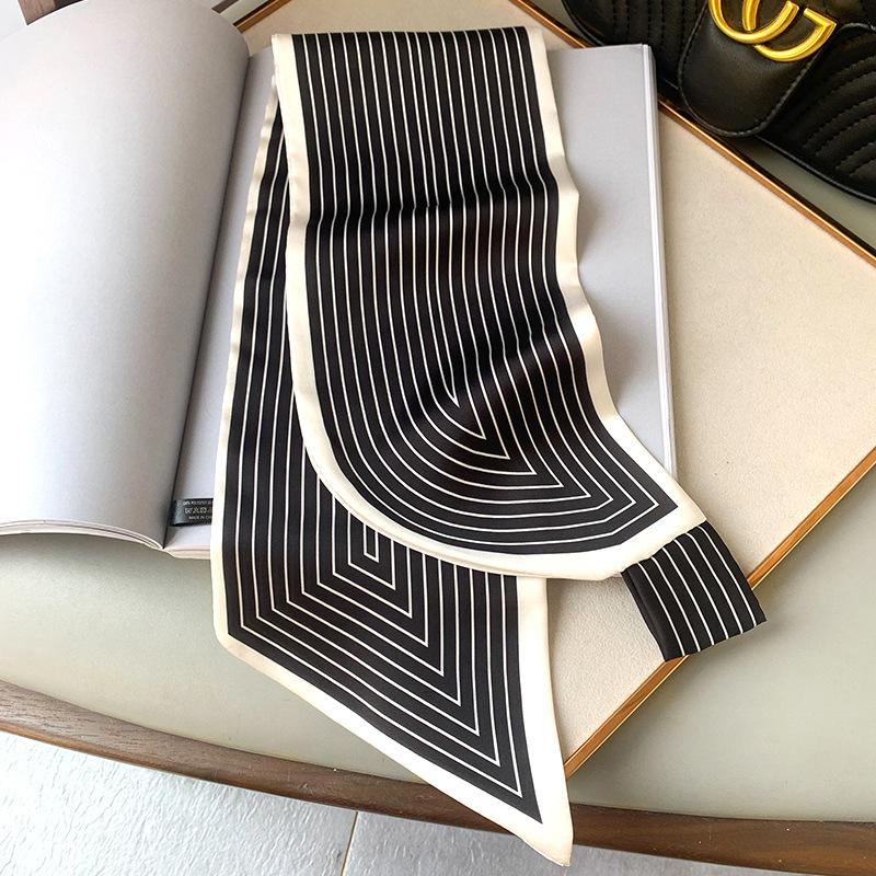 Women Skinny Neck Scarf Shawls Wraps Black Pink Small Office Hairband Neckerchief Foulard Scarves Ladies