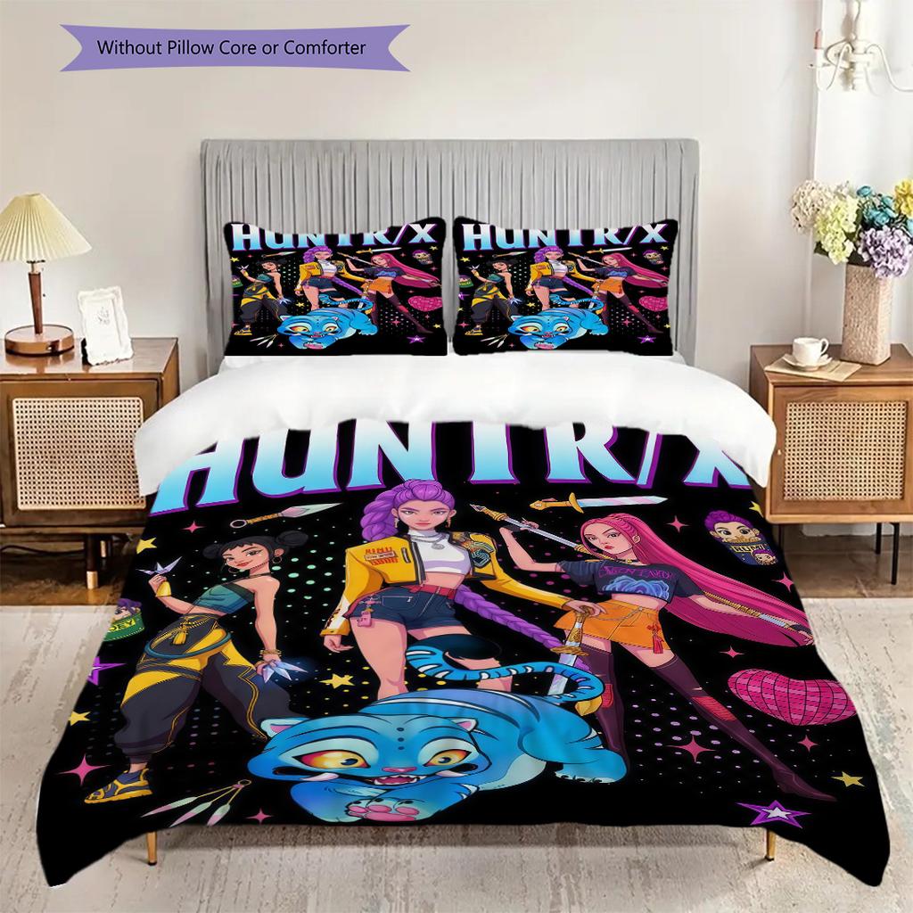 Vibrant Artistry Colorful Characters Unite Three-piece set(1 * duvet cover + 2 * pillowcase, without core)Bedding set Christmas birthday gift