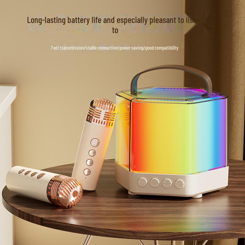 Q7 Ασύρματο Bluetooth Ηχείο & Μικρόφωνο με Φώτα - Φορητό Υπαίθριο Ηχείο Καραόκε