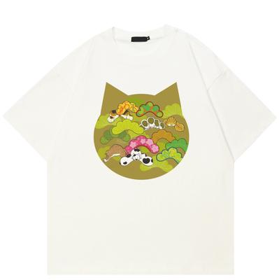 Streetwear Lustige Katze Unisex T-Shirt Baumwoll-T-Shirt Unisex Oberteile T-Shirts Sommer Kurzarm T-Shirt