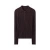 Women's 100% Wool Polo Collar Sweater with Gauze Wave Pattern - Spring/Autumn Pullover Base Layer