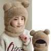 Kids Plush Scarf Pullover Cap Winter Warm Ear Protection Hat Children One-Piece Beanie Baby Velvet Neckerchief Headgear