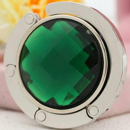 Portable Folding Crystal Handbag Hook - Rhinestone-Free Metal Clip for Table Edge